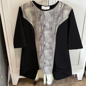 Vintage Marylou Ozbolt-Storer Artisan Black White Top Size XS Linen Cotton Blend